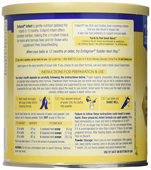 Enfamil Formula Mixing Chart